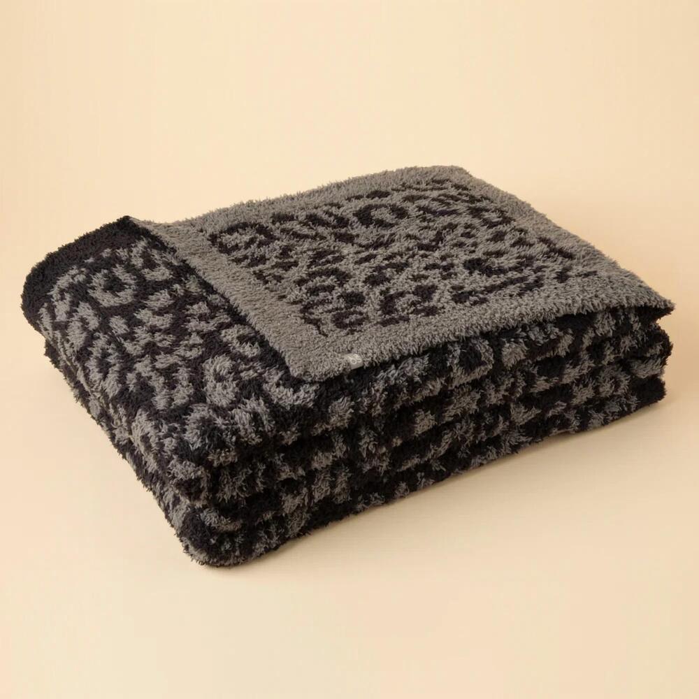 NEW SOFTIES marshmallow leopard blanket in wild grey